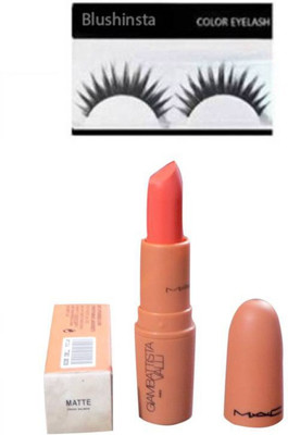 

blushinsta Studio Fix Combo Eyelashes & Mac Giam battista valli matte Fresh salmon lipstick (Set of 2), eyelashes(Set of 2)
