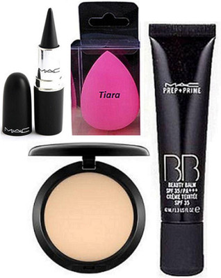 

tiara Sponge Puff, Studio Fix Compact,Prep+Prime BB Beauty Balm Cream,Stick kajal(Set of 4)