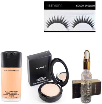 

FASHION 1 Combo of mac compact,foundation,smoothing perfecting primer with eyelashes(Set of 4)