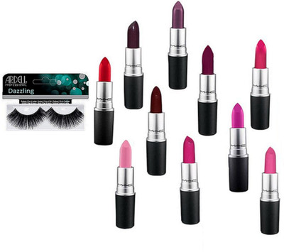 

Dazzling Eyelashes,Mac Matte Multi shades Of Lipsticks Pack of 10 (Set of 11)(Set of 11)