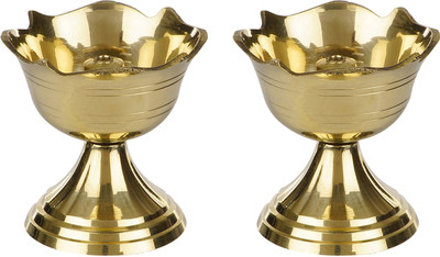 Magic's Max Brass Diwali Kuber Deepak Brass (Pack of 2) Table Diya(Height: 2 inch)
