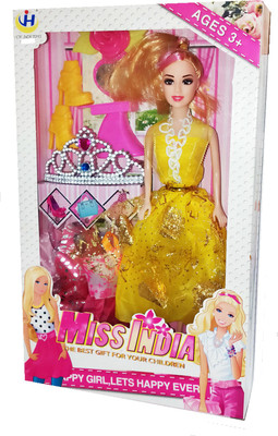 

TALKING GANESHA Beautiful 30 cms Miss India Doll With Beauty Accessories Doll Set For Girls - Multicolour Model 5(Multicolor)
