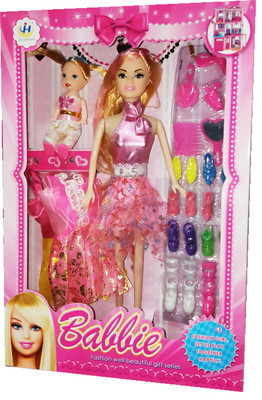 

TALKING GANESHA Beautiful Fashion Doll With Baby Doll & Beauty Accessories Doll Set For Girls - Multicolour Model 4(Multicolor)