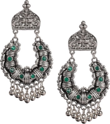 Shining Jewel Antique Oxidised Silver Afghani Drop Earrings for Women & Girls (SJ_1344) Pearl Brass Jhumki Earring