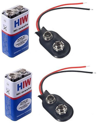 Technical hut 2 Pieces 9V 9 Volt 6F22 Zinc Chloride Battery with battery connector Alternative Energy Electronic Hobby Kit