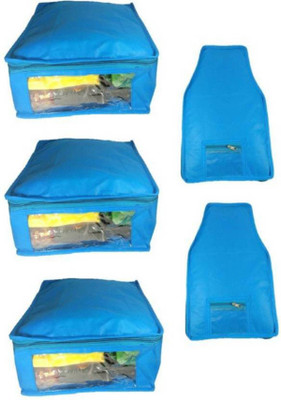 Ajabh High Qulity Designer Large Non Woven 3 saree cover 2 blouse cover COVERS_ (blue) KEEP SAREE\SALWAR\JEANS\TOP\BLOUSE ETC.(Blue)