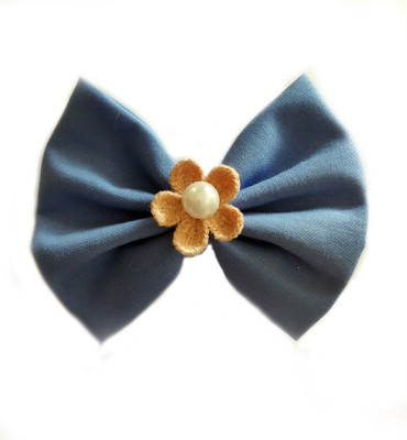 

Craft Maniacs Sky blue flower 4" inches bow Hair Clip(Blue)