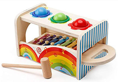 

Webby Wooden Pounding Bench with Hammer & Ball Toy for Kids(Multicolor)