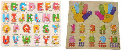 

Nabhya Wooden ABCD & 1234 Learning Toys for Kids early learning Toys Pack Of 2 Tray(Multicolor)