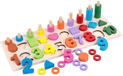 

Webby Wooden Numbers & Shapes Puzzle with Colorful Rings for Kids(Multicolor)