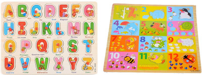 

Nabhya Wooden ABCD & 1234 Learning Toys for Kids early learning Toys Pack Of 2 Trays ABCD And 1234(Multicolor)