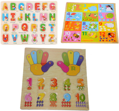 

Nabhya Wooden Educational Board for Kids Pack Of 3 Trays ABCD And 123(Multicolor)