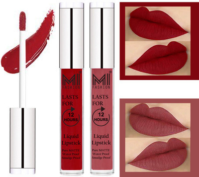 

MI Fashion Matte Liquid Lipsticks Waterproof Long Lasting Pigmented Lip Gloss Set of 2(Eagle Red Liquid Lipstick,Nude Liquid Lipstick)