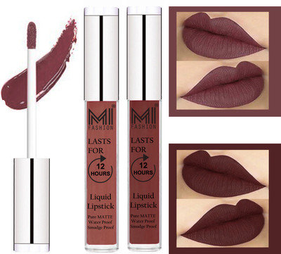

MI Fashion Liquid Matte Lipstick Combo Non Stick on Cup,Long Lasting,Highly pigmented Lip Gloss Set of 2(Light Chocolate Liquid Lipstick,Dark Brown Lip Gloss)