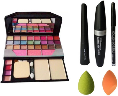 

TheTopNotch Eye Liner & Mascara & Eye Brow Pencil (3in1) & TYA Makeup Kit & MeNow 2 Piece Blender Puff(Pack of 6)