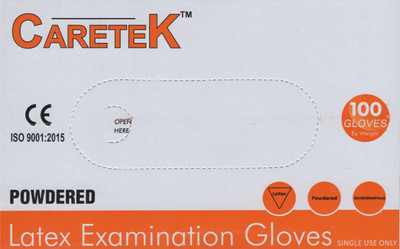 

CARETEK Latex Examination Glove Medium Size Latex Examination Gloves(Pack of 100)