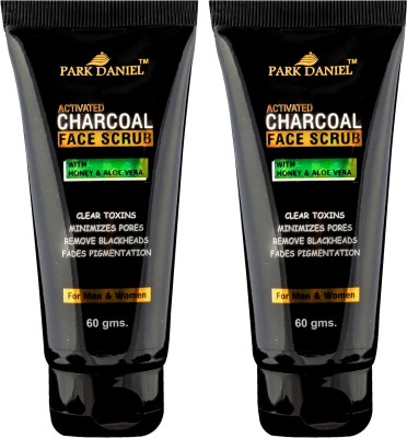 PARK DANIEL Activated Charcoal Face Scrub - For Remove Blackheads & Deep Cleansing Combo pack of 2 tubes of 60 gms(120 gms) Scrub(120 g)