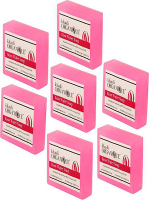 

khadi organique HANDMADE ROSE WATER SOAP WITH ESSENTIAL OIL 875 GM PACK OF 7 (875 g, Pack of 7)(875 g, Pack of 7)