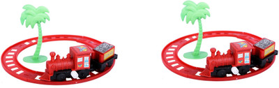 

AutoVHPR Set of 2 Small Chabi Train each with 1 Small Engine and 1 Small Bogie and a Train Track(Red)