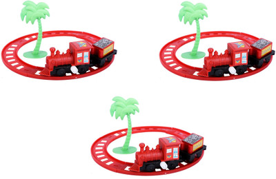 

AutoVHPR Set of 3 Small Chabi Train each with 1 Small Engine and 1 Small Bogie and a Train Track(Multicolor)