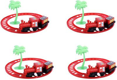 

AutoVHPR Set of 4 Small Chabi Train each with 1 Small Engine and 1 Small Bogie and a Train Track(Multicolor)