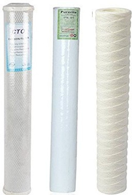 

KRPLUS 20 Inch CTO Carbon Filter/ Spun Filter/ Thread Filter Pack Of 3 Suitable For Commercial RO Water Purifier Solid Filter Cartridge(0.1, Pack of 3)