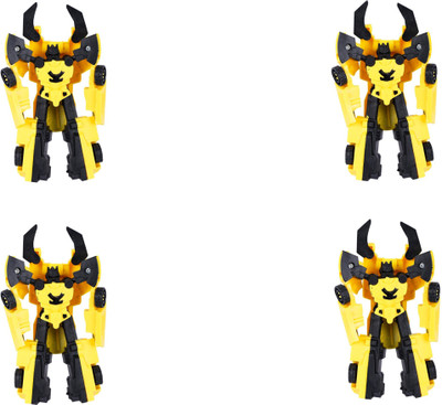 

AutoVHPR Set of 4 Small Pocket Size Transformer Toy Car from One Side and Robot from other(Multicolor)