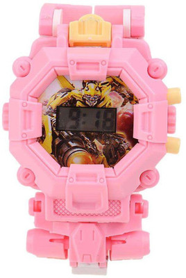 

Kiditos Deformation Transforming Robot Toy Convert To Kids Digital Watch(Pink)