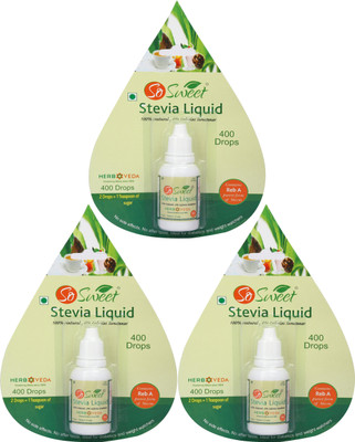 

SO SWEET Stevia Liquid -Pack -3-1200 Drops - Natural Sweetener 100% Natural Sweetener-Sugarfree Sweetener(60 ml, Pack of 3)
