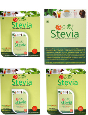 

SO SWEET Stevia Combo of 300 Stevia Tablets and Stevia 50 Sachets 100% Natural Sweetener - Sugarfree Sweetener(300 Tablets, Pack of 4)