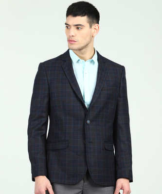 ARROW Checkered Single Breasted Casual Men Blazer(Blue)