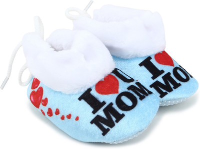 

Superminis Baby Girls and Baby Boys Ankle Length With Heart Print Soft Base Booties/ Shoes Booties(Toe to Heel Length - 12 cm Sky Blue)