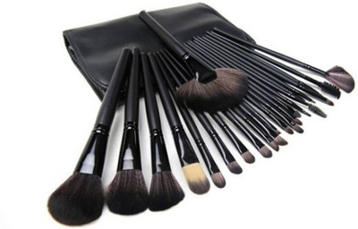 

BBMENOW Original 24 Pcs Leather Cover Full Makeup Brush Set Chubby Pier Foundation Blending (Pack of 24)(Pack of 23)