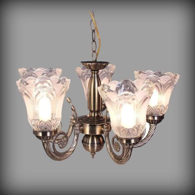 Lighting World Decorative An Attractive Color 5 Lamp 8827 Jhumar Chandelier Ceiling Lamp(Clear)