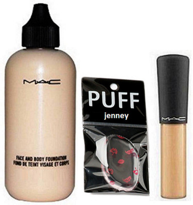 

jenney Silicon Puff & Face And Body Foundation & Mineraliza Concealer(Set of 3)