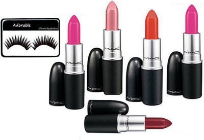 

Adorable eyelashes, mac long lasting different color lipstick set of 5 ( set of 6 )(Set of 6)