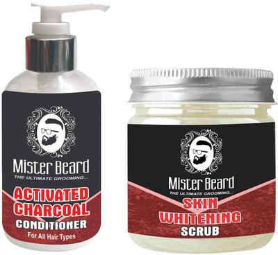 

Mister Beard Charcoal Conditioner 200ml WITH Skin Whitening Scrub 100g(Set of 2)