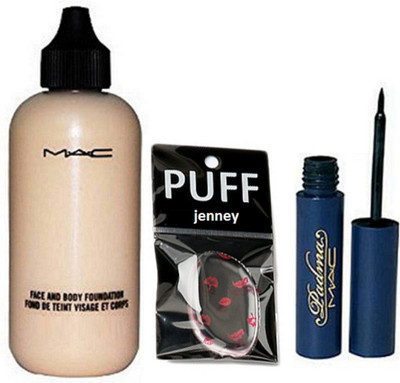 

jenney Silicon Puff & Face And Body Foundation & Padma Eyeliner(Set of 3)