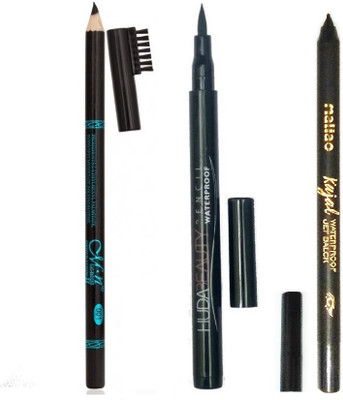 

MN GIRLS EYE PACK WITH WATERPROOF EYE BROW PENCIL,WATERPROOF EYE LINER,WATER PROOF JET BLACK UP TO 24 HRS KAJAL PACK(Set of 1)
