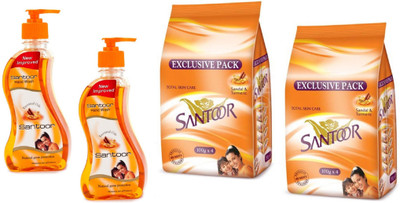 

santoor Sandalwood & Tulsi Soap (8x100) and Handwash ( 215x2) Pump(Set of 10)