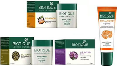

BIOTIQUE BIO ALMOND SOOTHING & NOURISHING EYE CREAM, SEA REVITALIZING ANTI-FATIGUE EYE GEL, YOUTHFUL NOURISHING DAY CREAM FOR ALL SKIN TYPES, LIP BALM(Set of 4)