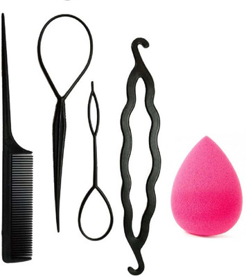 

Bella Hararo 5pc Set Ponytail hair bun maker, Sponge Puff for Foundation(Set of 1)