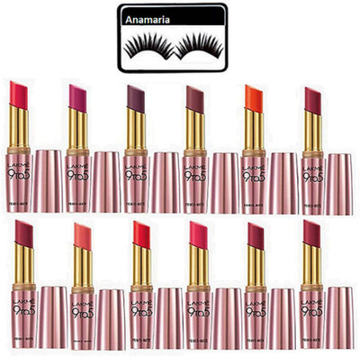 

anamaria Eyelashes & Lakme 9 to 5 Primer Matte Lipstick (Pack Of 13)(Set of 13)