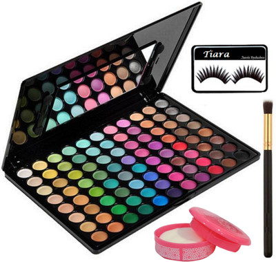 

tiara Eyelashes, 88 Shade Eyeshadow Palette, Make Up Brush , Nail Paint Remover(Set of 4)