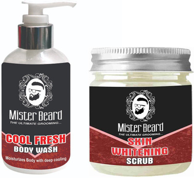 

Mister Beard Cool Fresh Body Wash 200ml WITH Skin Whitening Scrub 100g(Set of 2)
