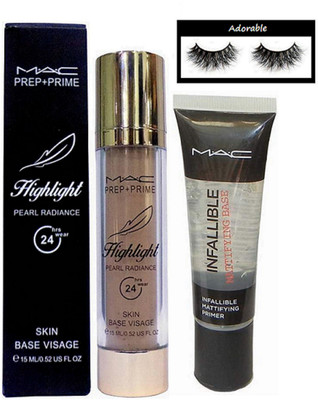 

Adorable eyelashes, mac skin base visage highlight and inffallible primer(Set of 3)