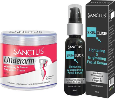 

SANCTUS Underarm Whitening & Sweat Reduction Cream & Skin-ELIXIR Lightening & Brightening Facial Serum Combo ( 100gm + 50ml)(Set of 2)