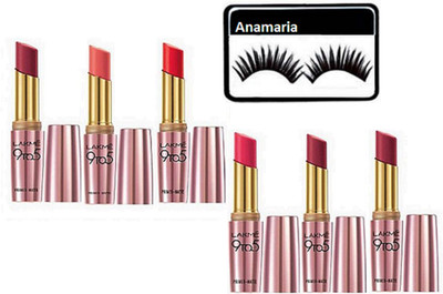 

anamaria Eyelashes & Lakme 9 to 5 Primer Matte Lipstick (Pack Of 6)(Set of 7)