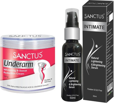 

SANCTUS Underarm Whitening & Sweat Reduction Cream & INTIMATE Lightening & Brightening Serum Combo ( 100gm + 50ml)(Set of 2)