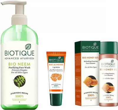 

BIOTIQUE BIO Neem Purifying Face Wash For All Skin Types, Honey Gel Refreshing Foaming FaceÂ cleanser , LIP BALM(Set of 3)